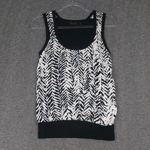 THE LIMITED WOMENS BLACK WHITE ZEBRA SLEEVELESS SCOOP NECK SWEATER VEST SZ M